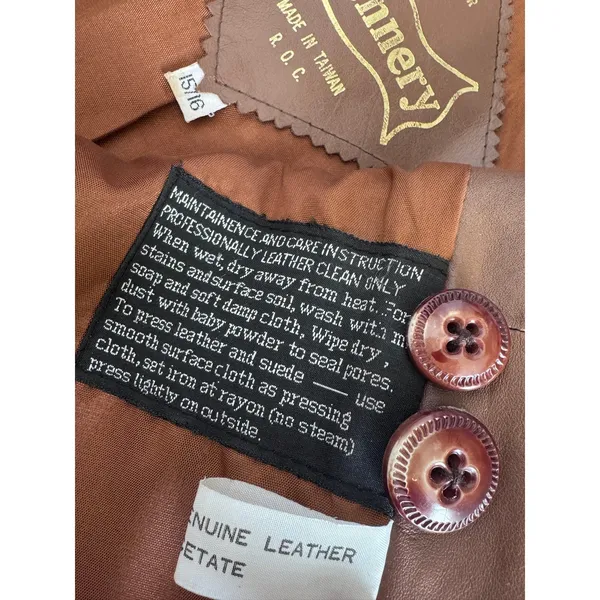 1970s The Tannery For Montgomery Ward Brown Leather Trench Coat M Long Coat - Image 10