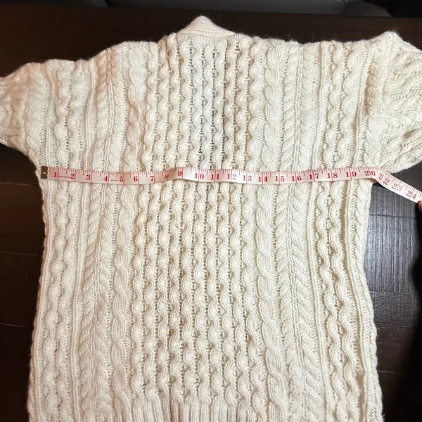 Brandy Melville Cardigan Sweater Fisherman One Size Cream Wool Blend Cable Knit - Image 3
