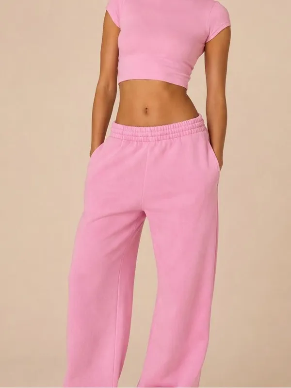 NWT Skims Boyfriend Fleece Pant, Bubblegum Pink, Size M - Image 3