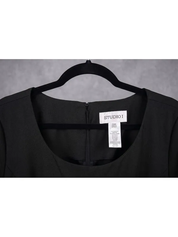 Studio I Black Pleated Sheath Dress Sleeveless Office Business Plus Size 24W - Image 3