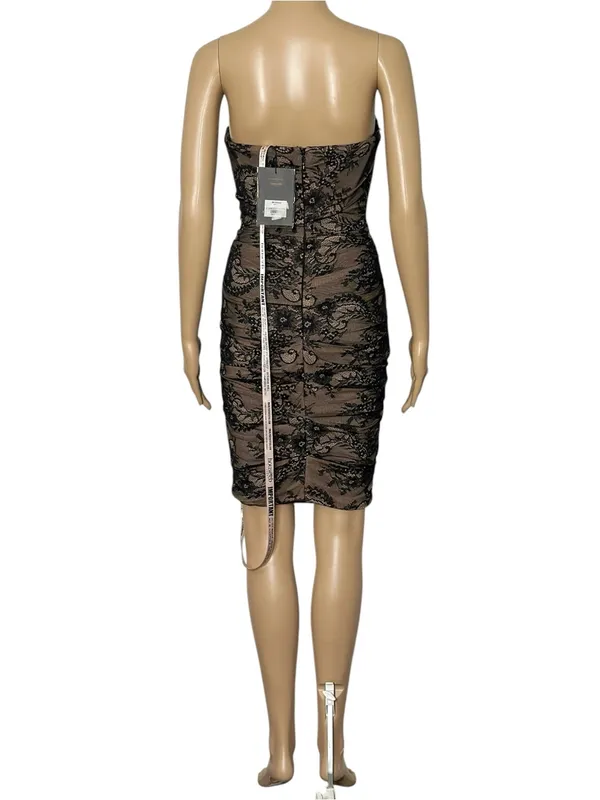 HOUSE OF CB Amaya Embroidered Lace Corset Strapless Dress, Black, XS - Image 6
