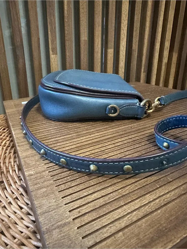 Coach 1941 Saddle Bag 23 Blue Cornflower Glovetanned Leather Rivet Crossbody - Image 5