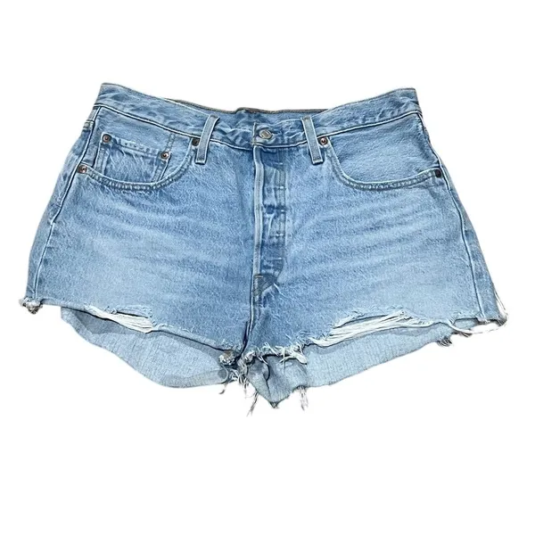 Levi's 501 Women's Cutoff Denim Shorts Blue Size 32 Casual Summer - Image 2