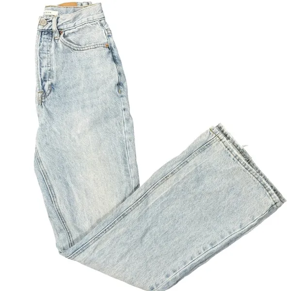 PacSun High Rise Bootcut Jeans Womens 24 Light Wash Denim Button Fly 100% Cotton - Image 7