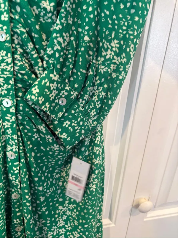 DKNY green and white floral dress size 10 - Image 6