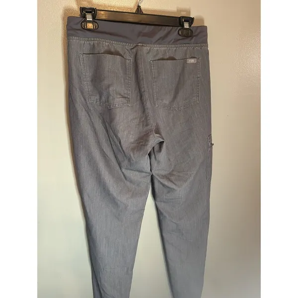 FIGS Zamora Jogger Scrub Pants Heather Charcoal Gray Womens Size‎ ST Teal String - Image 4