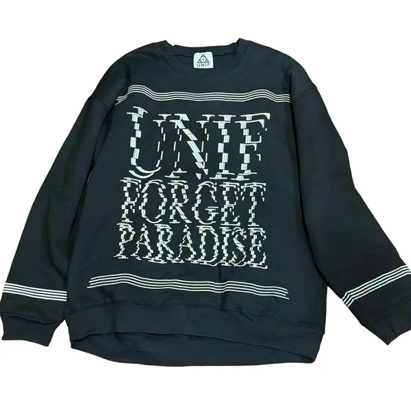 UNIF ‘Forget Paradise’ Pullover Crewneck Sweatshirt - Size Large - Black & White - Image 9