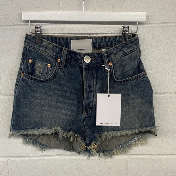 NWT One Teaspoon Sz 26/2 High Waist Bonita Cut Off Distressed Denim Jean Shorts - Image 2