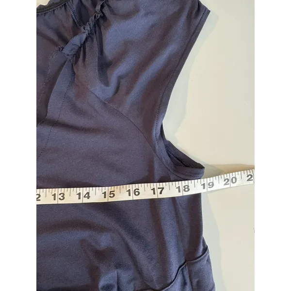 COTE FEMME Navy Blue Wrap Midi Dress Sz 14/16 V-Neck Sheer Trim Preppy Feminine - Image 10