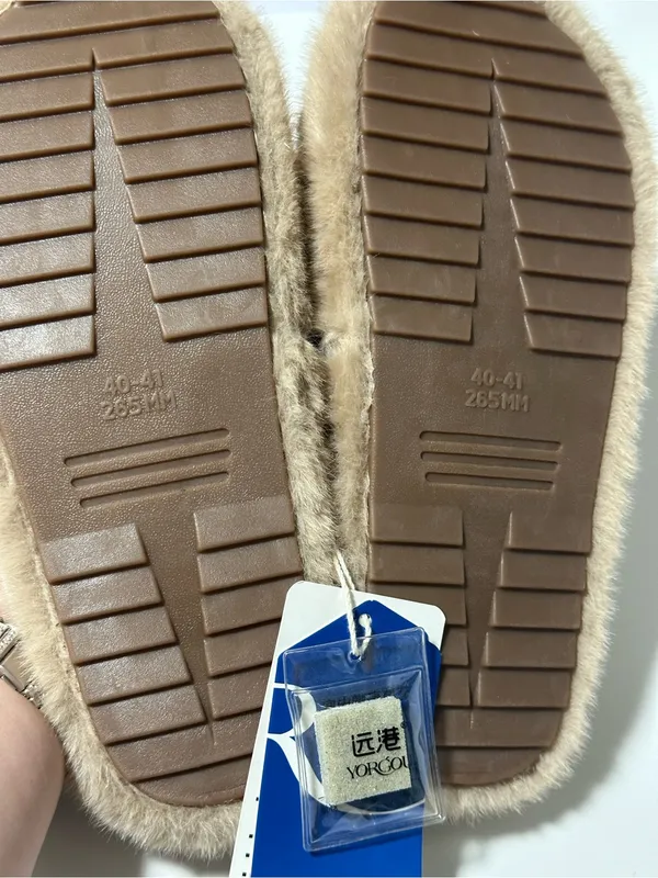 Cozy Faux Fur Slippers — Women’s Size 9.5 - 10 — Khaki/Taupe - Image 5
