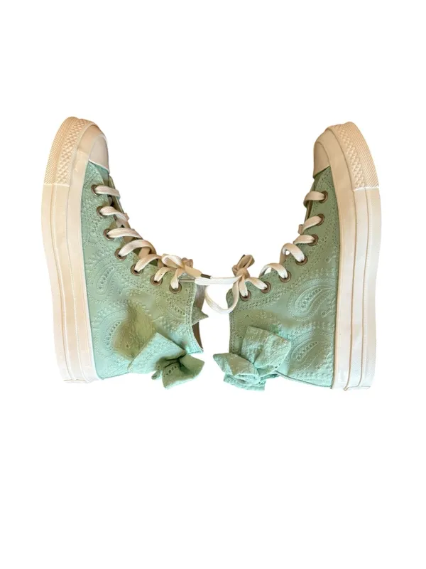Converse Chuck 70 Bow Green Sticky Aloe Embroidered Floral Women Size 7 NWOB - Image 9