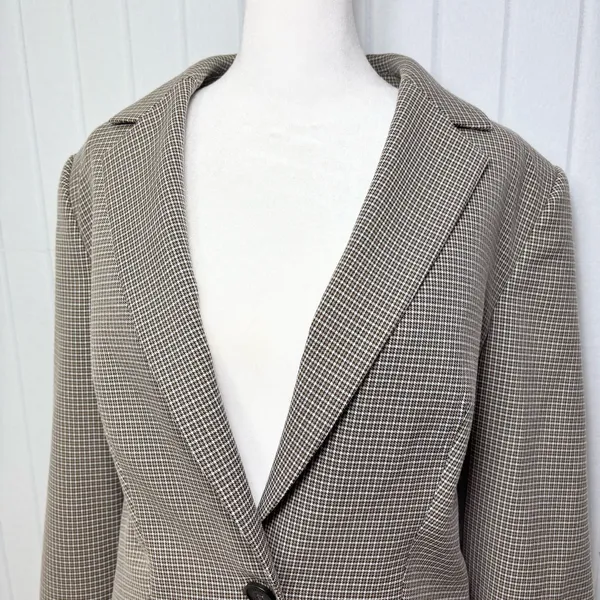 Calvin Klein Notch collar Women's‎ Checkered Blazer Size 6 - Image 15