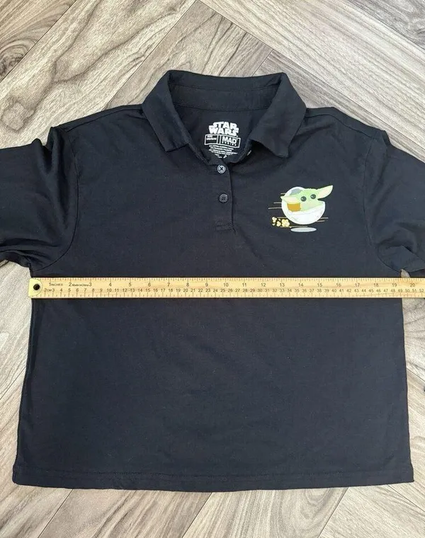 Star Wars Polo Shirt Mad Engine Long Sleeve Baby Yoda Collared Cropped Medium - Image 6