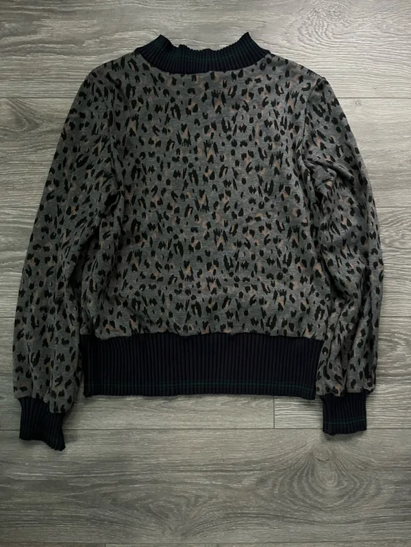 THML Anthropologie Gray Black mock Neck Long Sleeve Sweatshirt M Casual Boho - Image 2