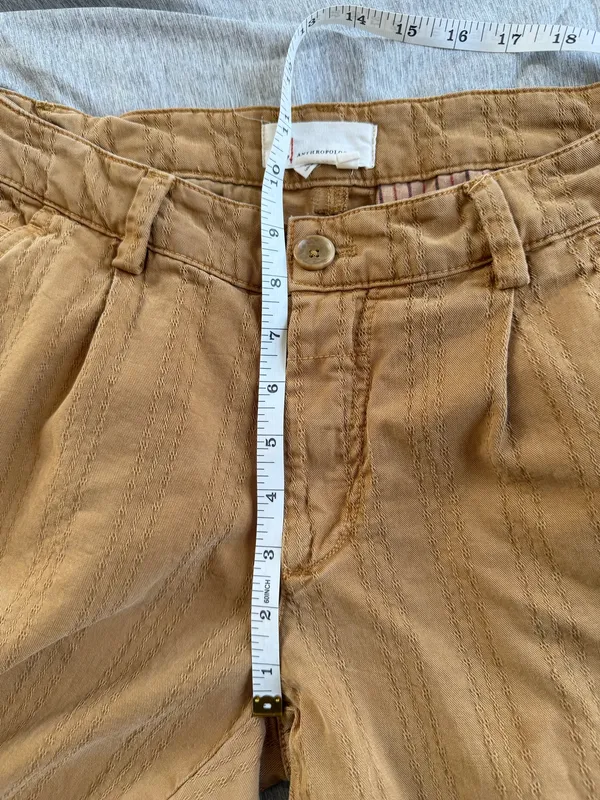 Anthropologie Women Scout Slim Pleated Straight Leg Ankle Pants Honey 27 Boho - Image 13