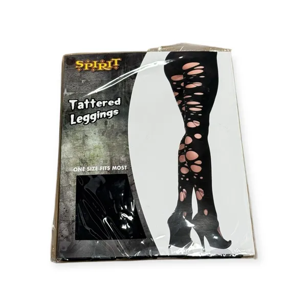 new Spirit Halloween 𖤍 Tattered Spandex Leggings 𖤍 Black 𖤍 One Size Fits Most - Image 3
