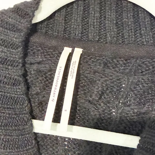 By Anthropologie Black Ruffle Cable-Knit Sweater Balloon‎ Sleeve Size Small - Image 4
