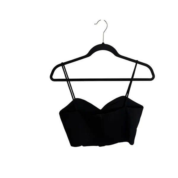 Zara Black Cropped Corset Top - Image 2