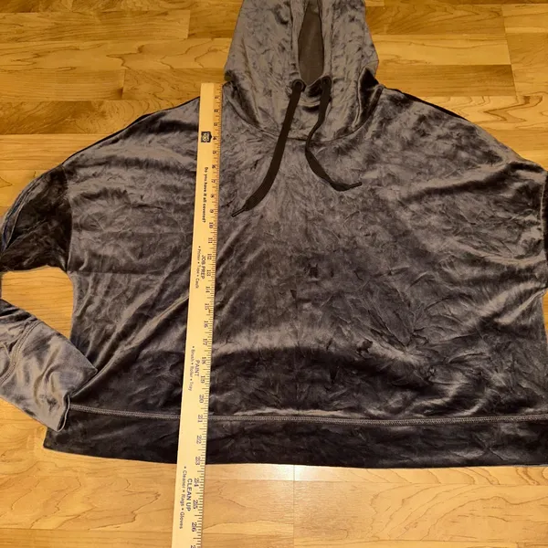 Aerie‎ Offline Velour Hoodie Pullover Top Gray Women's XXL - Image 6