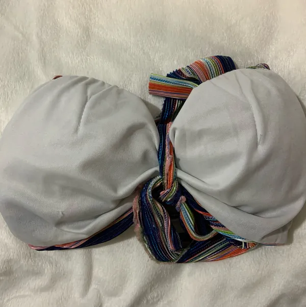 Women’s Windsor Striped Multi Colored Bow-Tie Bandeau Bikini Top - Image 5