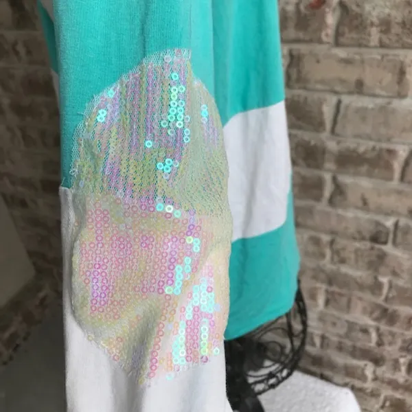 Pink Owl Apparel Color Block Top Sequins Retro - Image 6