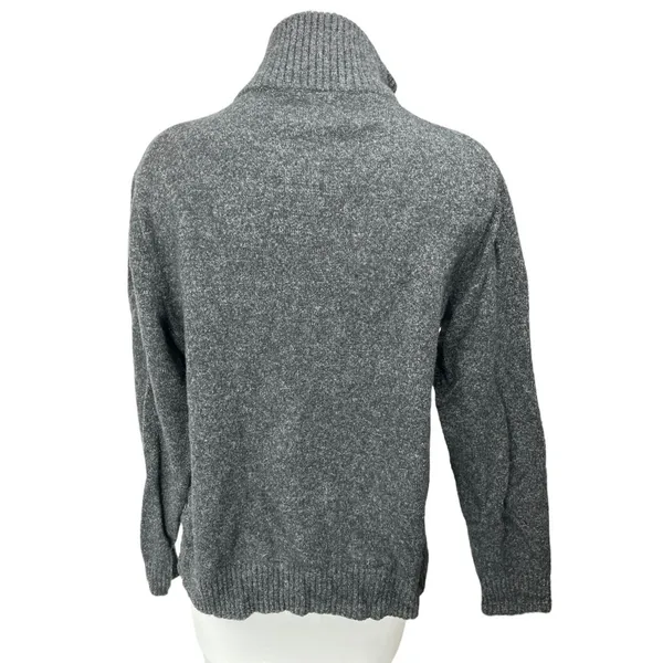 J.Crew Gray Wool Knit Long Sleeve 1/4 Zip High Neck Pullover Sweater Top Size L - Image 2