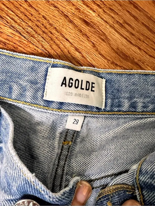 AGOLDE Parker Long Short Distressed Denim Blue Waist 29 - Image 5