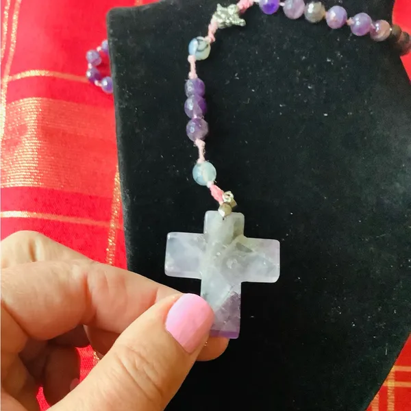 Handmade Natural Amethyst stone Cross necklace 💖 - Image 2