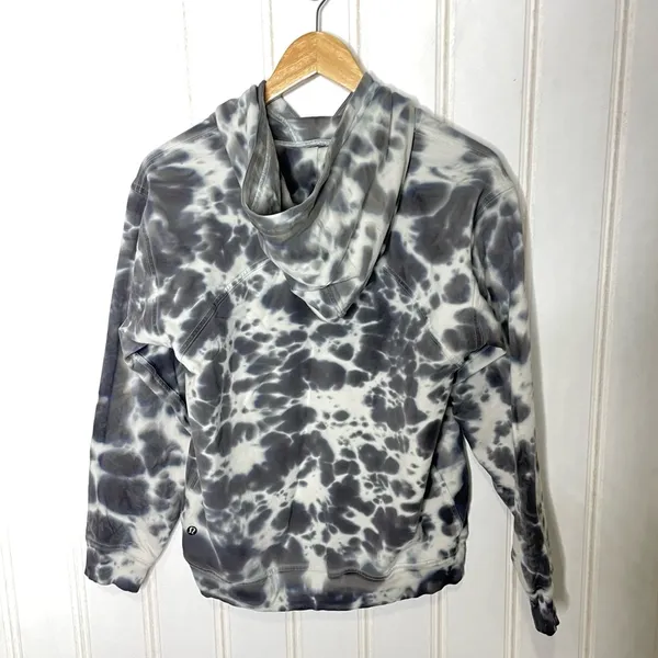 Lululemon All Yours Hoodie Tie Dye Fleece Tie Dye Graphite Grey Size 6 293 - Image 4