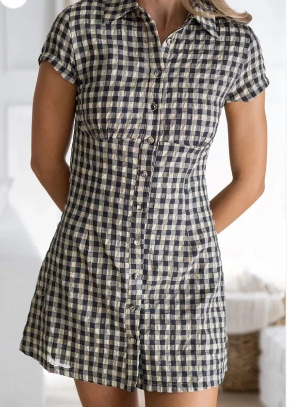 Sky to Moon Gingham Mini Dress - Image 2