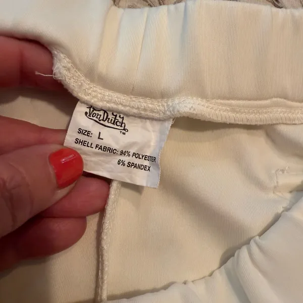 Vintage 90s Y2K Von Dutch Funky Track Pants L Large Solid White Cargo Pockets - Image 5
