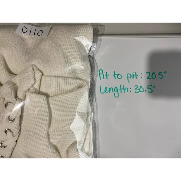 Chicos White Cashmere Cotton Pullover‎ Sweater Sz 2 L High Neck Ribbed Minimal - Image 7