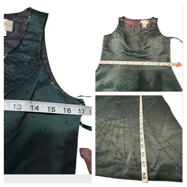 Vintage Miss Milan dark green, sleeveless Beaded evening gown Sz 6 NWT - Image 5