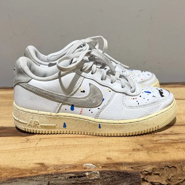 Nike Air Force 1 paint Splatter Size Youth 6/woman’s 7.5‎ B36 - Image 6