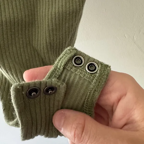 American Eagle High Neck Olive Green Ribbed Bodysuit‎ - Image 4