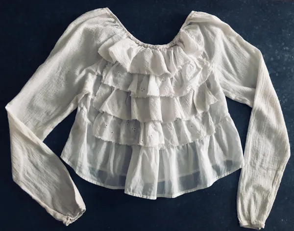 Free People Ruffle white top ,size S - Image 2