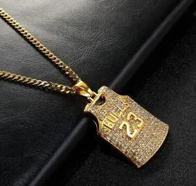 23 Chicago Bulls Michael Jordan NBA Jersey Necklace - Gold Colored - Rhinestone - Image 2