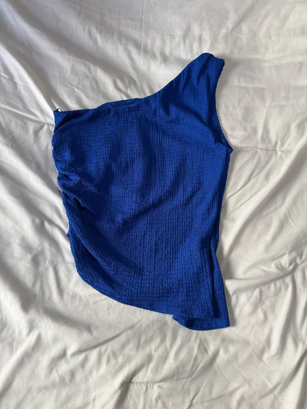 Mango Blue One Shoulder Top - Image 4