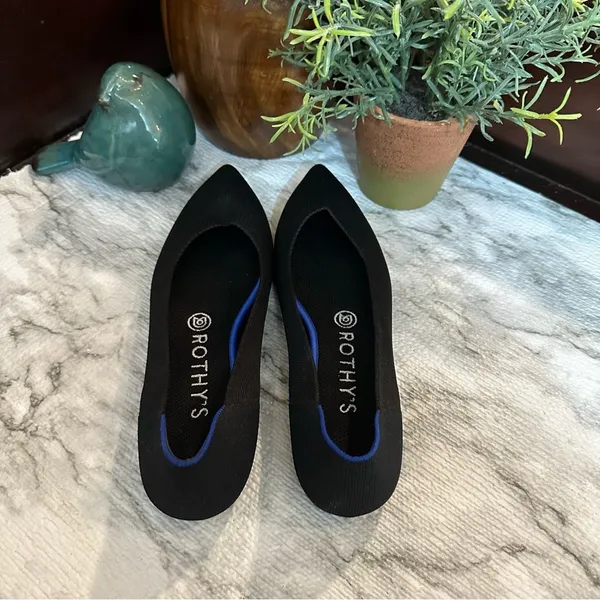 Rothy’s Women's The Point Flats Size 8W Black Blue Knit Slip On Shoes - Image 6