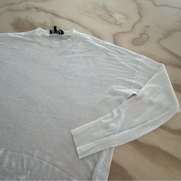 Theory Karenia Sag Harbor‎ Sweater Crewneck Lightweight Linen Blend White Small - Image 4