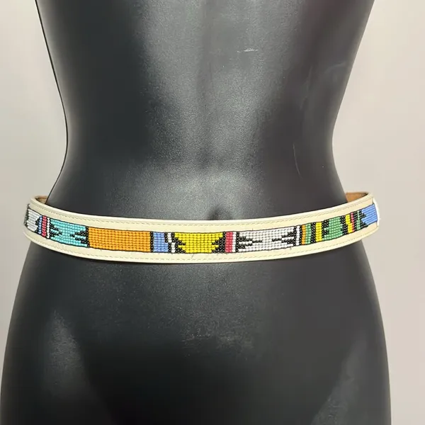 Urban Outfitters Small Leather Cassidy Beaded Western Belt - Image 4