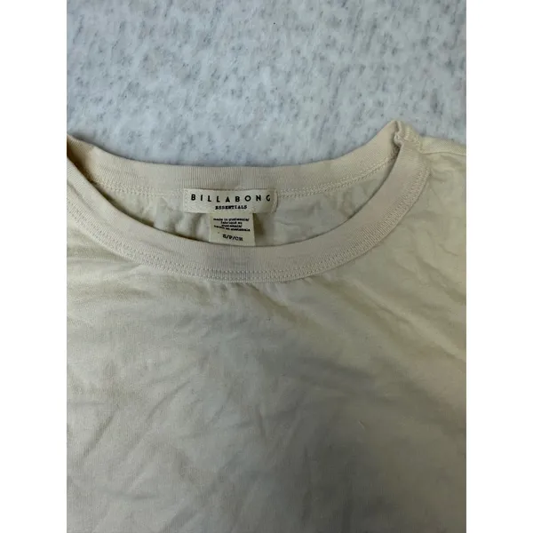 Billabong Essentials Womens Short Sleeve Cotton T-Shirt Cream Beige Small - Image 5