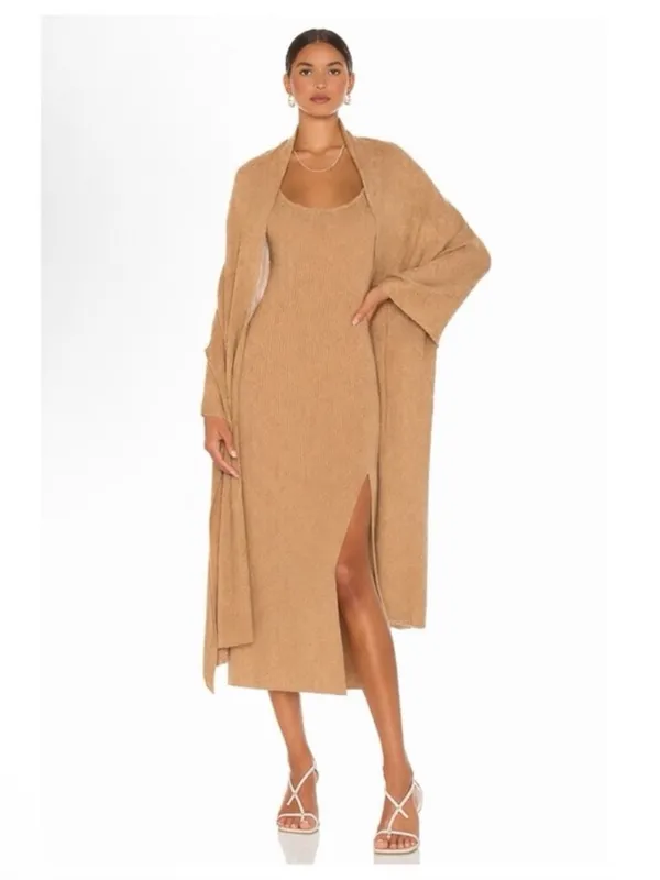 NWT Revolve x LPA Salmah Dress in Camel Tan *Shawl has a Flaw - Image 7