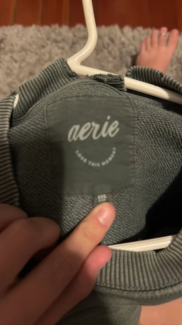 Aerie Oversized Sweatshirt Crewneck Pullover Green - Image 3