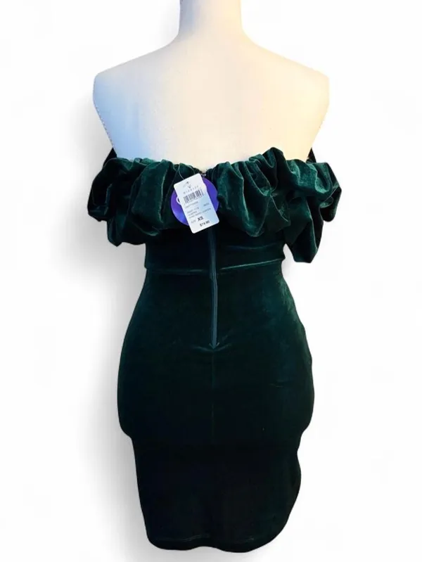 Windsor Emerald Green Velvet Ruffle Mini Dress XS NWT - Image 4