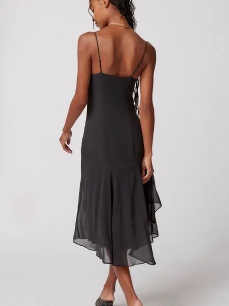 🌺 Urban Outfitters Black Slip Dress XS 0-2 Sheer Hem Layered Minimalist NWT - Image 6
