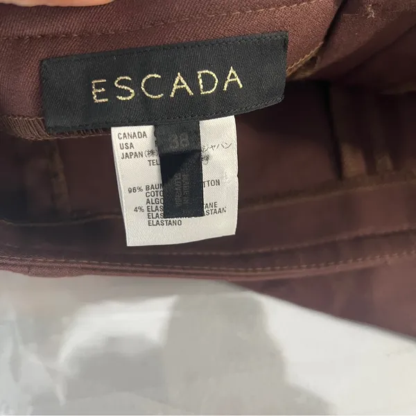Escada Chocolate Brown Stretch‎ Cotton Mid Rise Crop Flare Pant Size 8 - Image 8