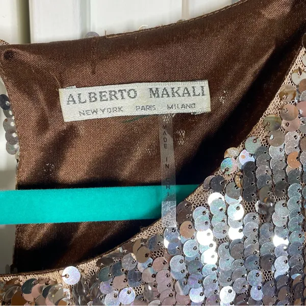 Alberto Makali Vintage Y2K Brown‎ Sequin Ruched Stretchy Blouse Shirt Tunic Top - Image 2