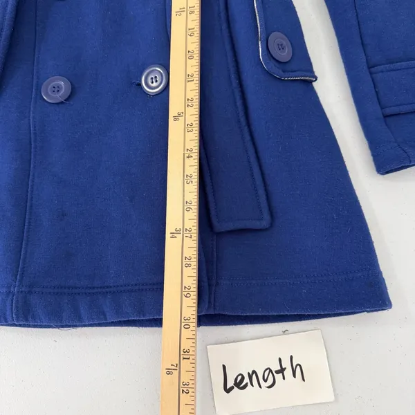 Blue‎ Hooded Double Breasted Trench Coat Womens Size Small Casual Retro Fashion - Image 12