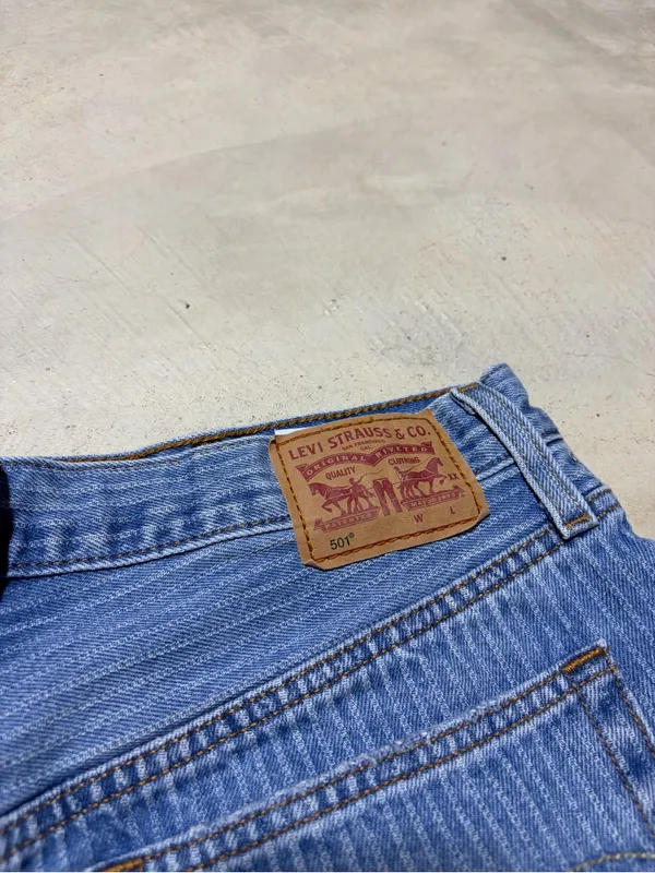 Levi's 501 Distressed striped Denim Shorts blue 30 - Image 9